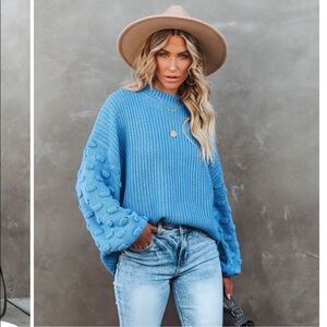VICI Powder Blue Balloon Sleeve Sweater Size Small Oversized